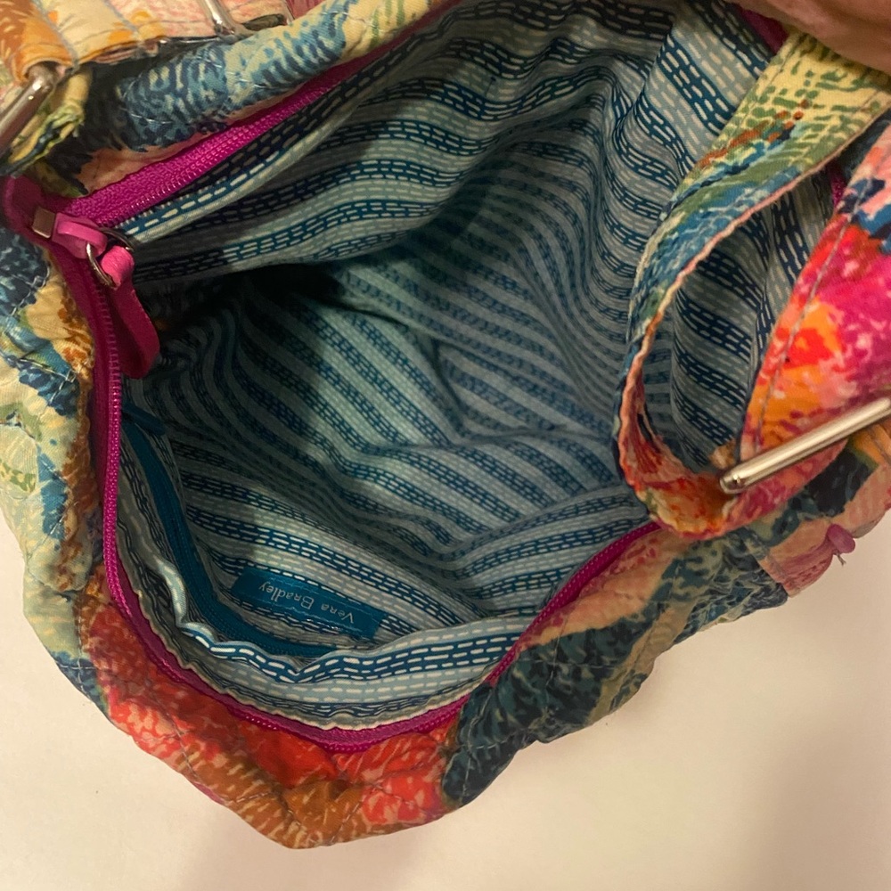 Vera Bradley Pink and Blue Crossbody Bag Vibrant Floral - Picture 4 of 10